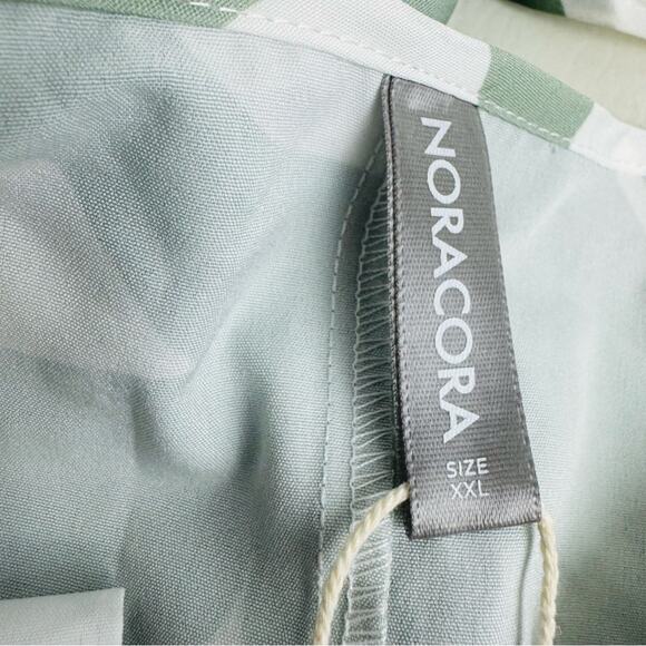 Noracora  Maxi Long Dress V-Neck Green Leaves Print Flowy Modest Size XXL New - Picture 8 of 13